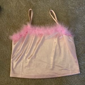 Dolls Kill Sugar Thrillz Pink Feather Crop